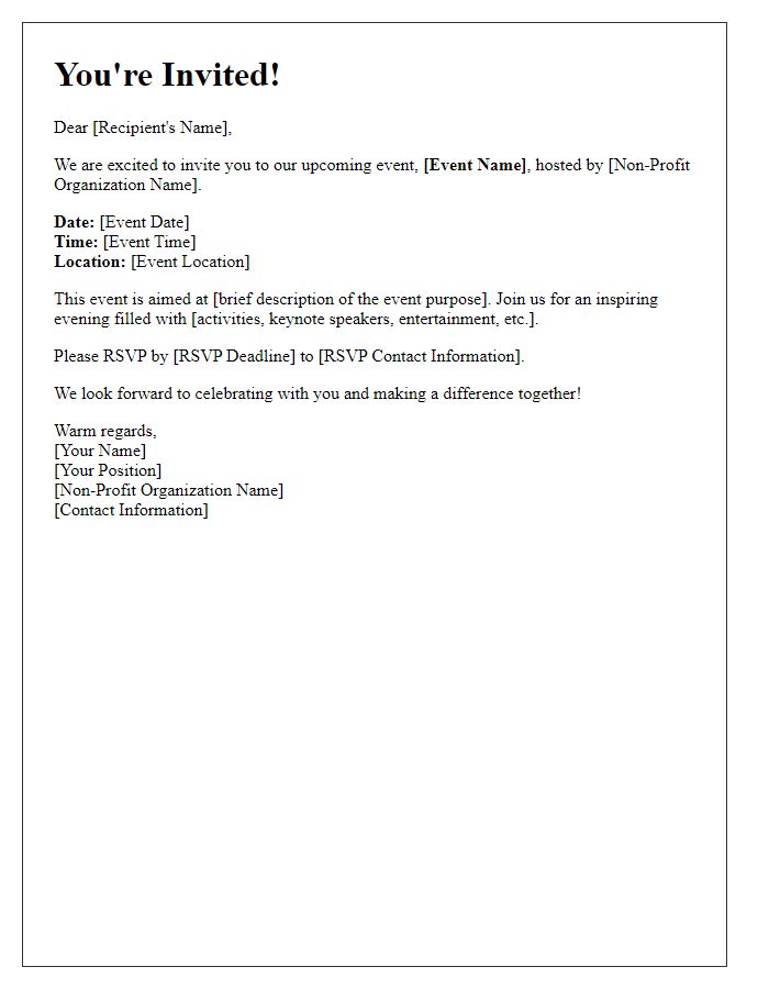 Letter template of event invitation for non-profit organization