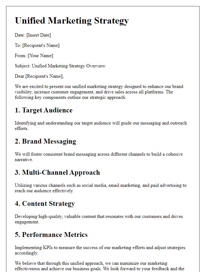 Letter template of unified marketing strategy