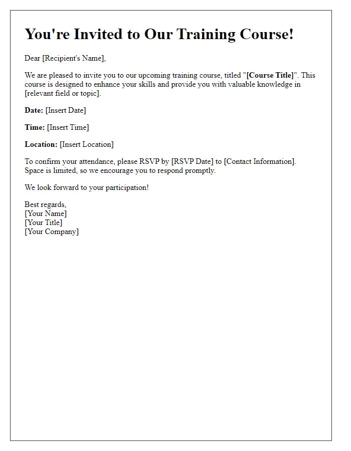 Letter template of Training Course Invitation