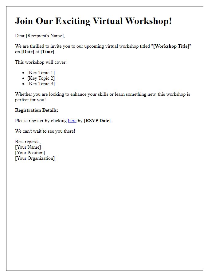 Letter template of Virtual Workshop Promotion