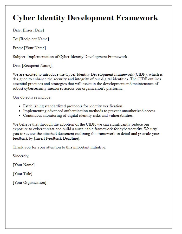 Letter template of Cyber Identity Development Framework