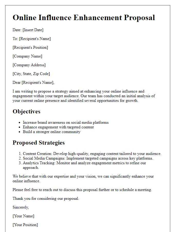 Letter template of Online Influence Enhancement Proposal