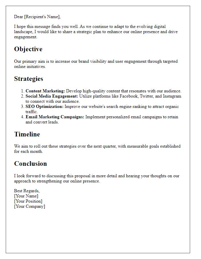 Letter template of Online Presence Growth Strategy