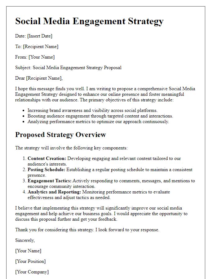 Letter template of Social Media Engagement Strategy