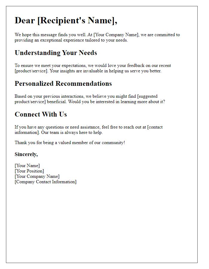 Letter template of user-centric communication tactics