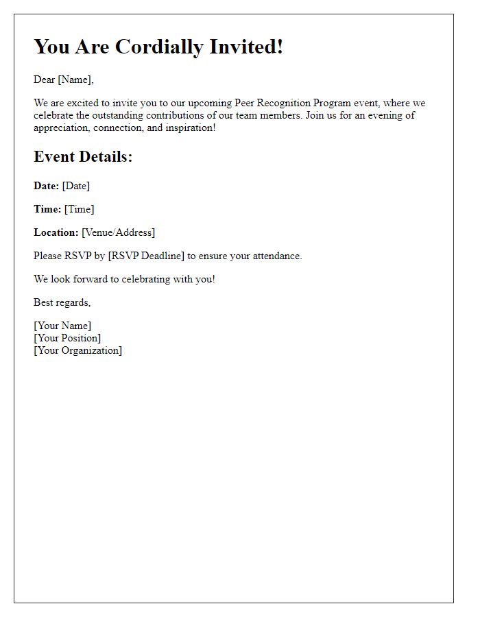 Letter template of invitation to peer recognition program event