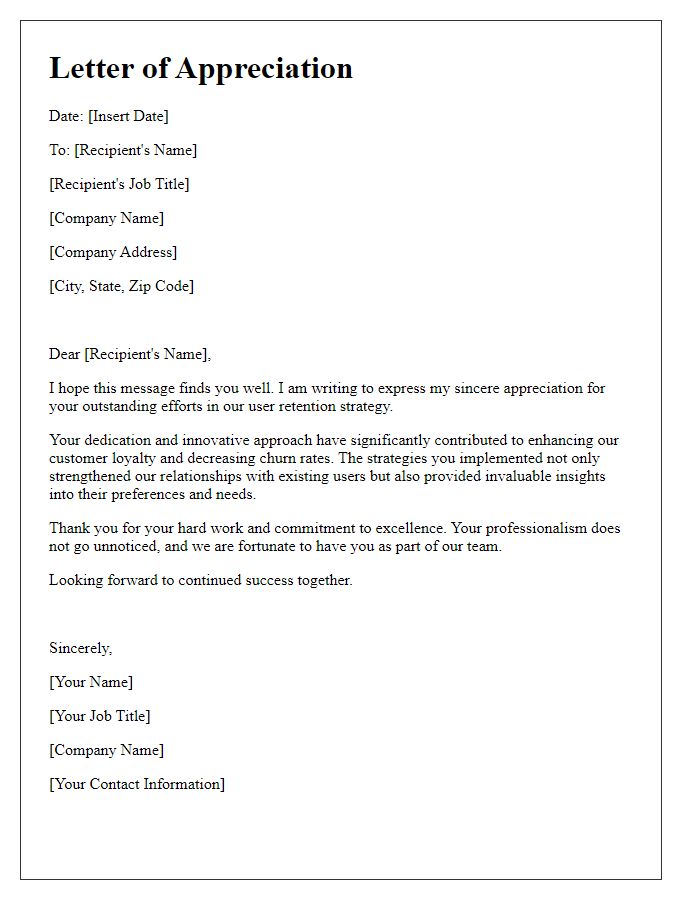 Letter template of appreciation for dedicated user retention strategy