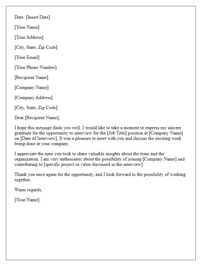 Letter template of acknowledgment for the interview opportunity