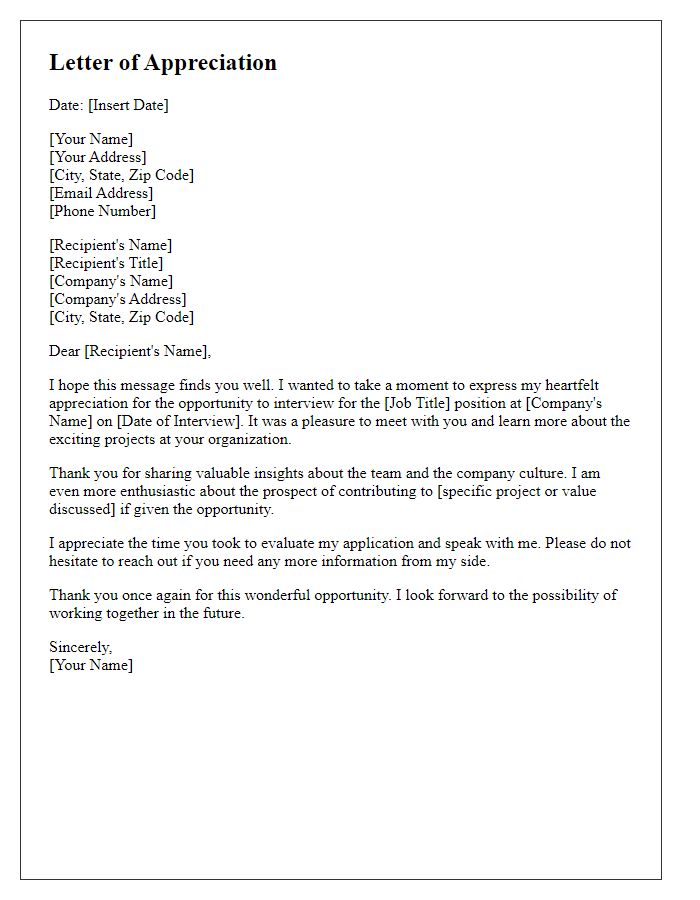 Letter template of appreciation for interview opportunity