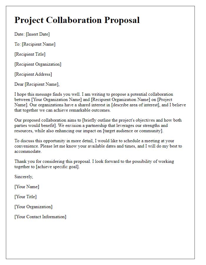 Letter template of proposal for project collaboration