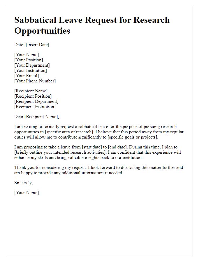 Letter template of sabbatical leave for research opportunities