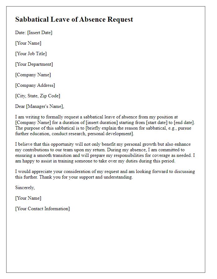 Letter template of sabbatical leave of absence request