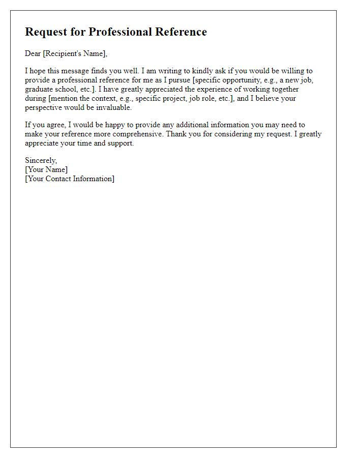 Letter template of polite request for a professional reference