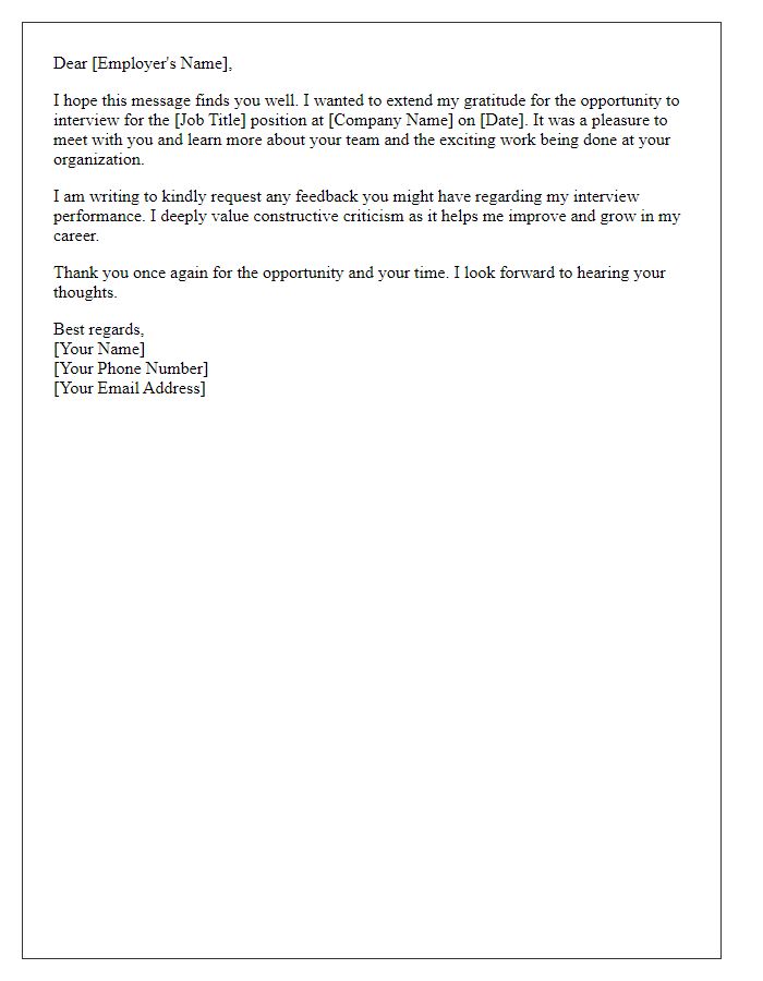 Letter template of soliciting interview feedback from employers