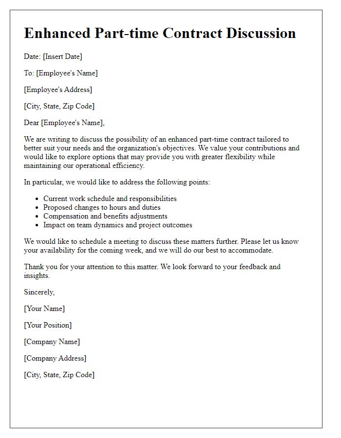 Letter template of Enhanced Part-time Contract Discussion