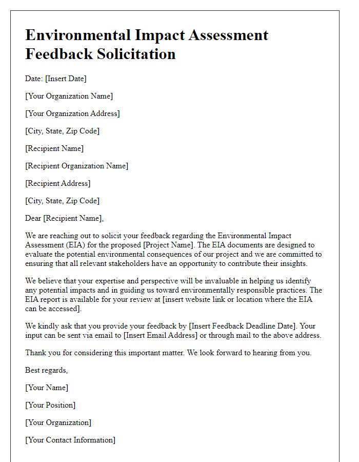 Letter template of environmental impact assessment feedback solicitation