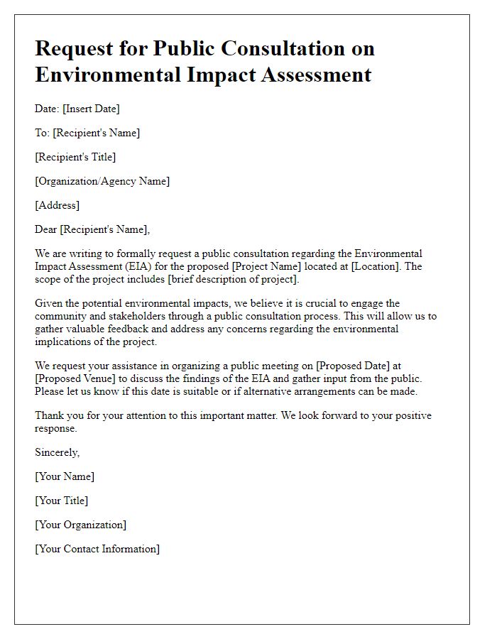 Letter template of environmental impact assessment request for public consultation