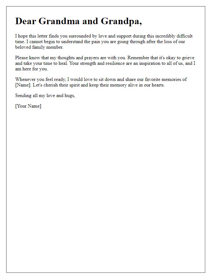 Letter template of comfort to grieving grandparents