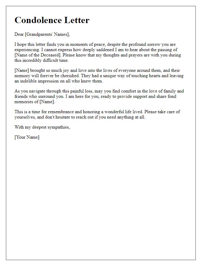 Letter template of condolences for grieving grandparents