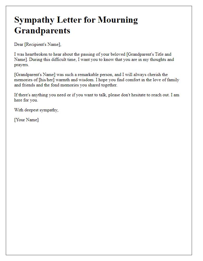 Letter template of sympathy for mourning grandparents