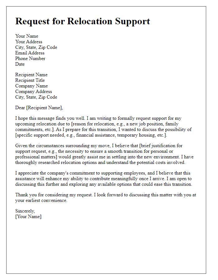 Letter template of appeal for relocation support.