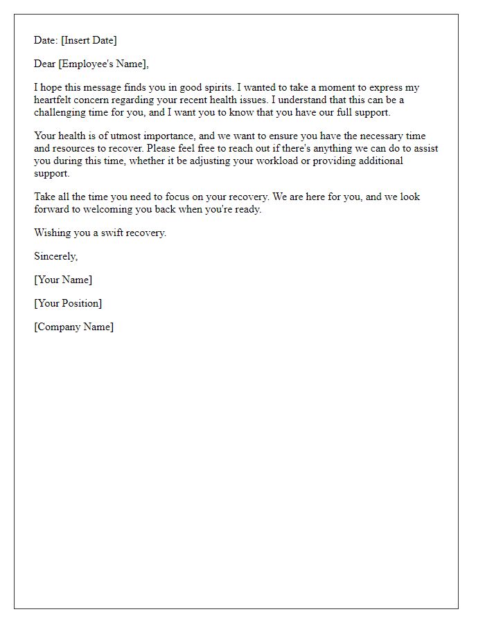 Letter template of compassion for employee health issues