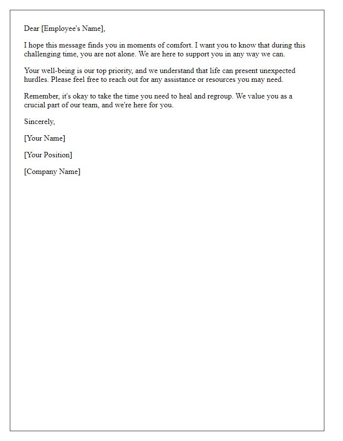 Letter template of warmth for employee in crisis