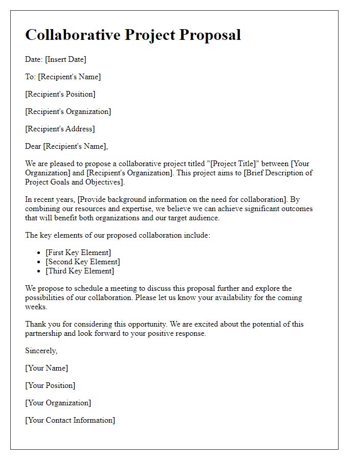 Letter template of collaborative project proposal