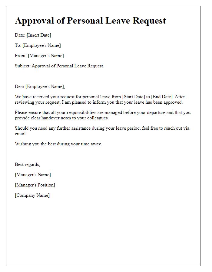 Letter template of personal leave request approval