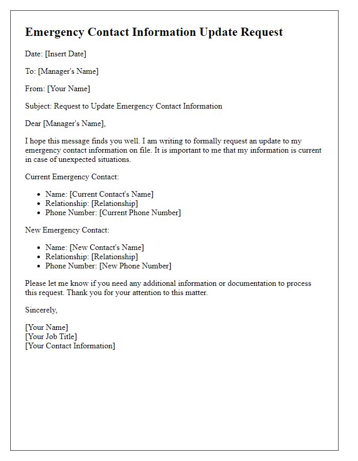 Letter template of staff emergency contact information update request