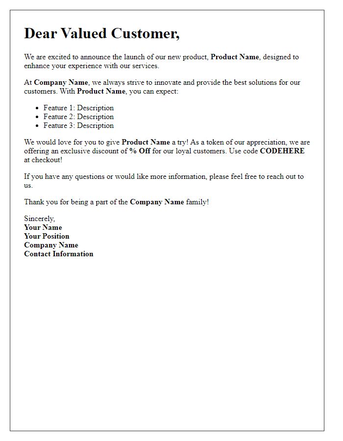 Letter template of customer outreach for new product