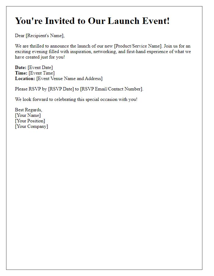 Letter template of launch event invitation