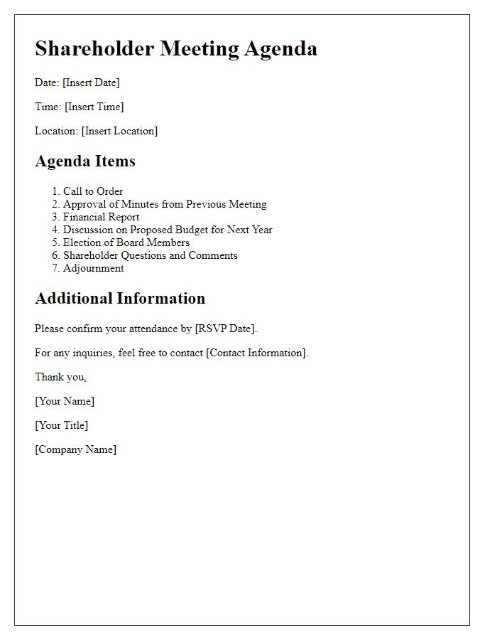 Letter template of shareholder meeting agenda circulation