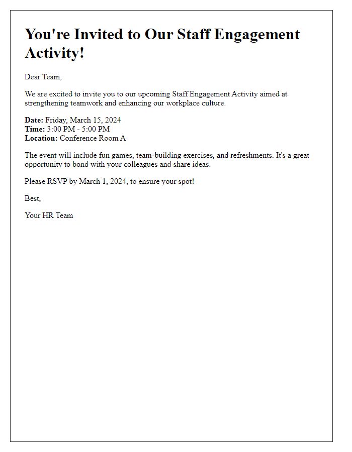 Letter template of staff engagement activity invitation