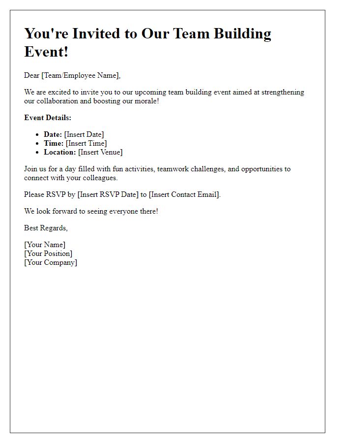 Letter template of team building event invitation