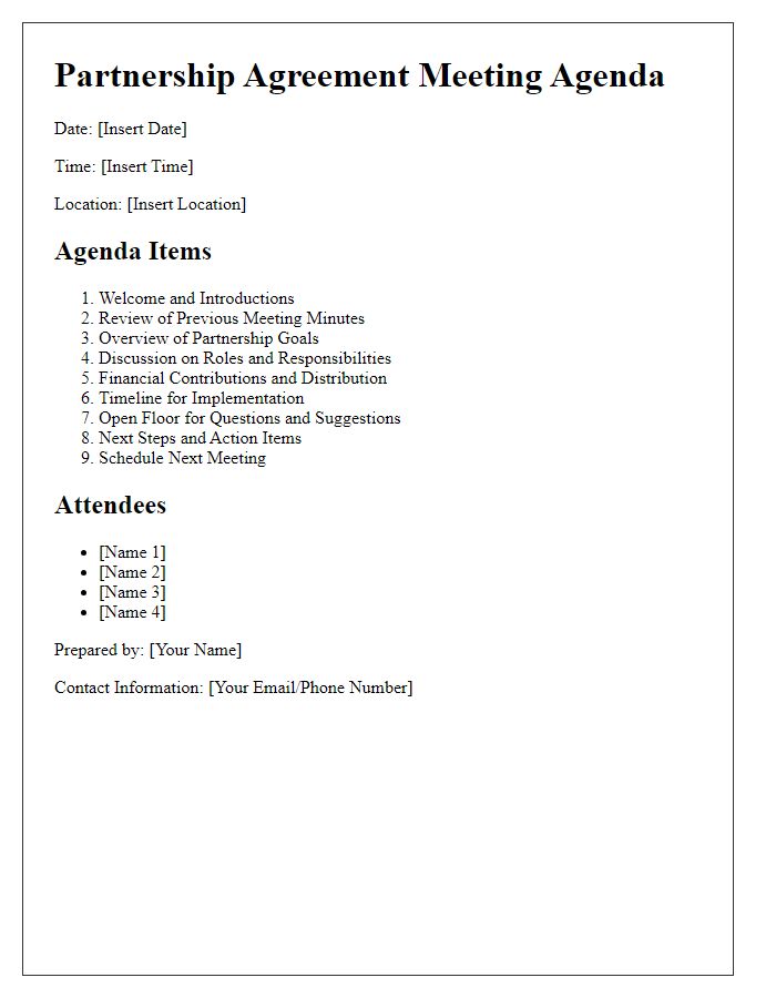 Letter template of partnership agreement meeting agenda