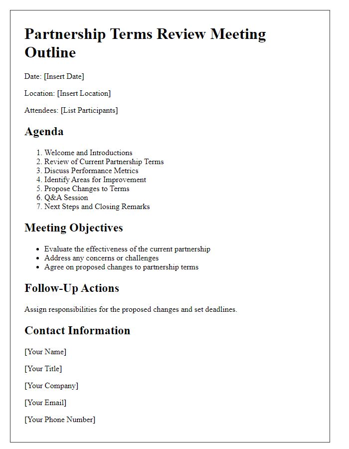 Letter template of partnership terms review meeting outline