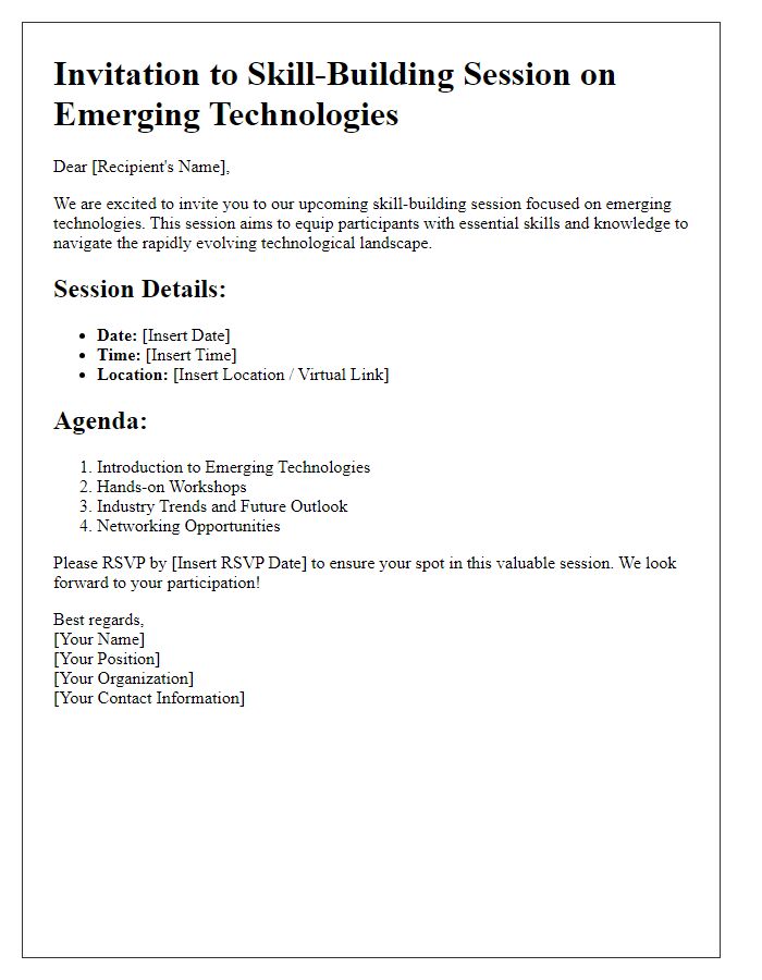 Letter template of skill-building session for emerging technologies