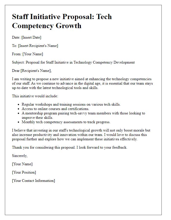 Letter template of staff initiative for tech competency growth