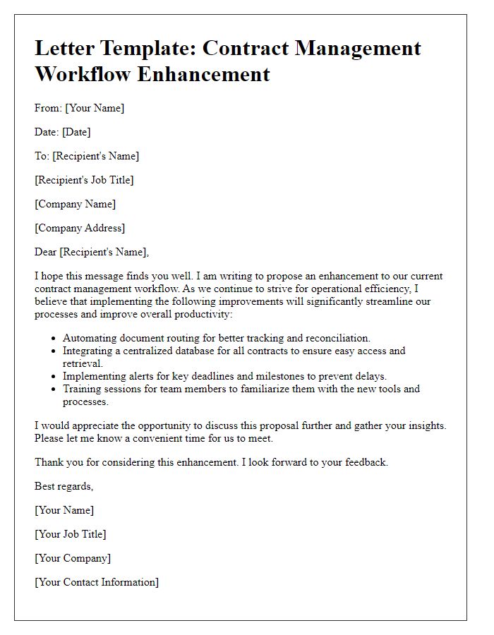 Letter template of contract management workflow enhancement