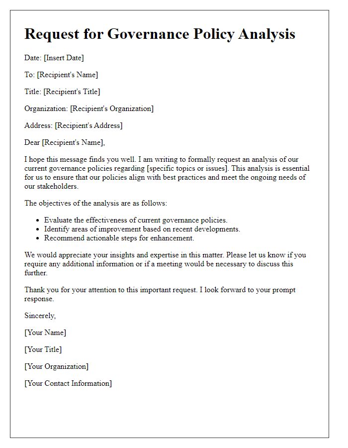 Letter template of governance policy analysis request