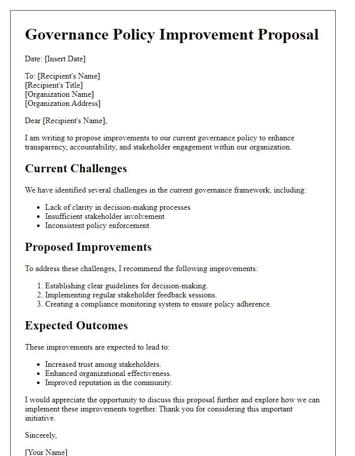 Letter template of governance policy improvement proposal