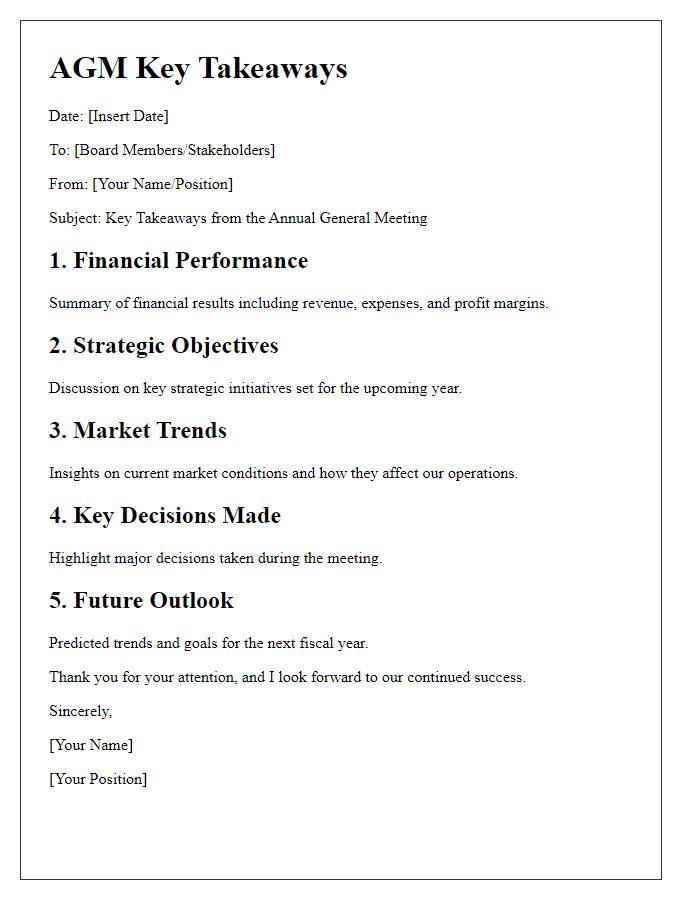 Letter template of AGM key takeaways