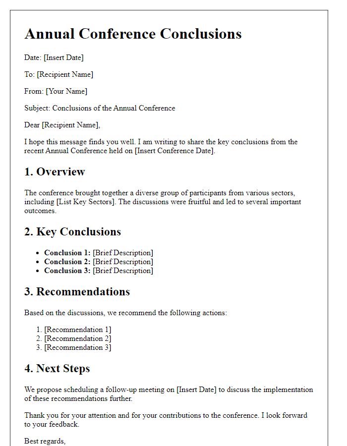 Letter template of annual conference conclusions