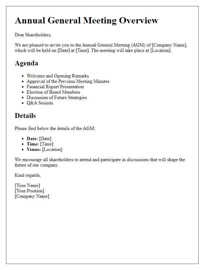 Letter template of annual general meeting overview