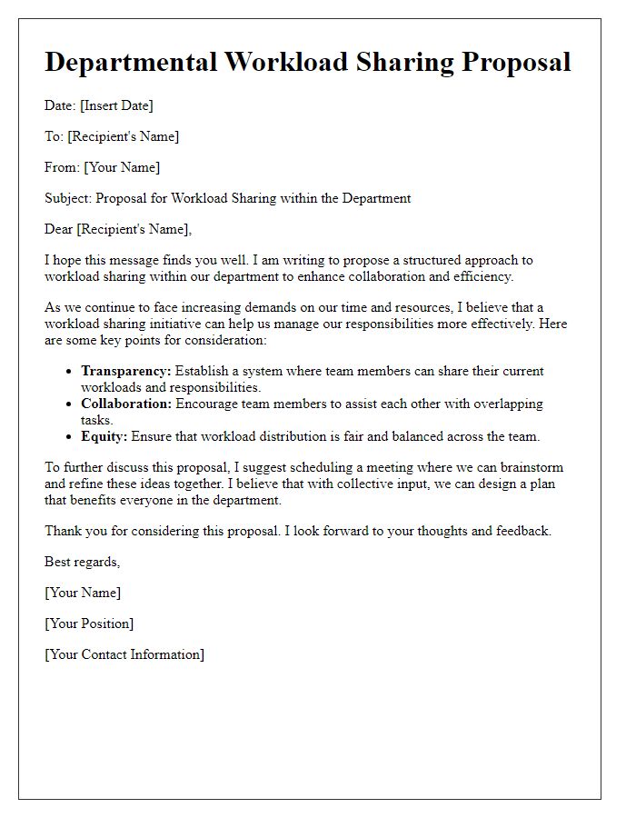 Letter template of departmental workload sharing proposal