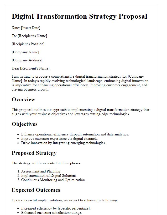 Letter template of digital transformation strategy proposal