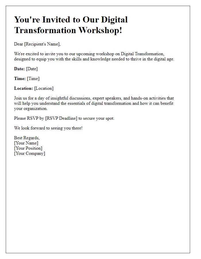 Letter template of digital transformation workshop invitation