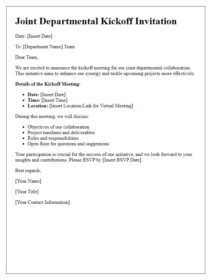 Letter template of joint departmental kickoff