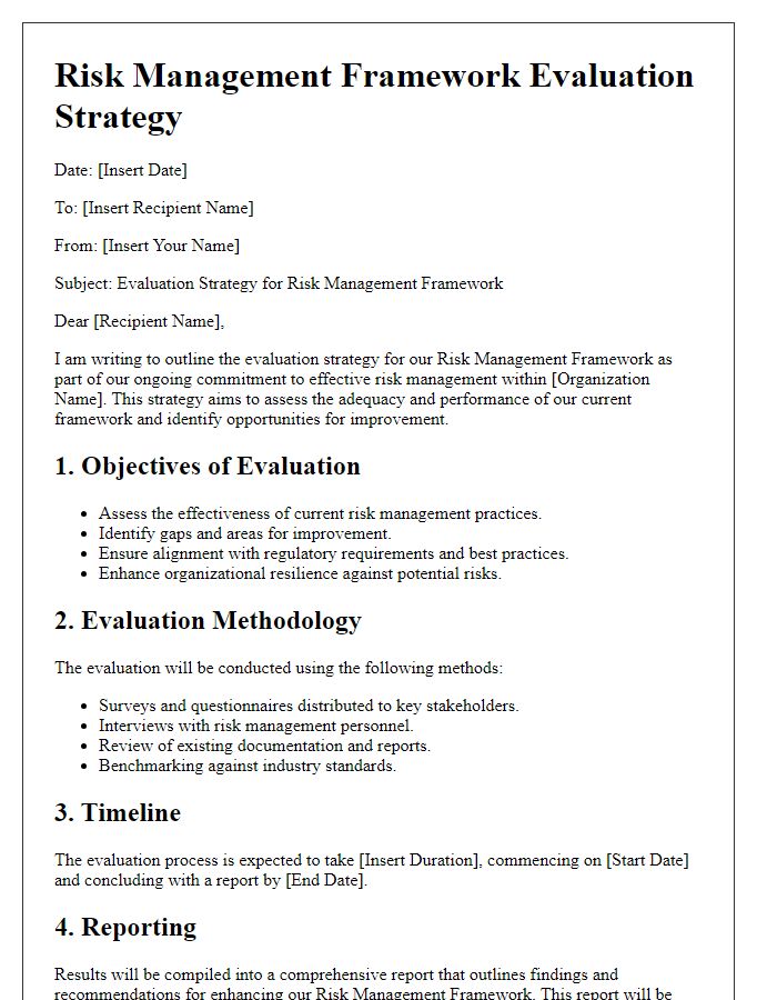 Letter template of risk management framework evaluation strategy